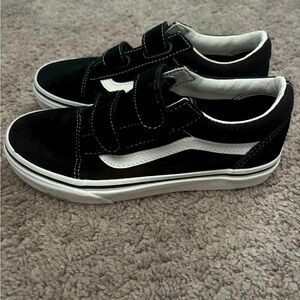 Kids Vans Black and White Velcro Sneakers